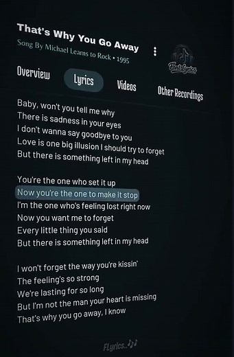 Karaoke Version of That's Why You Go Away by Michael Learns to Rock