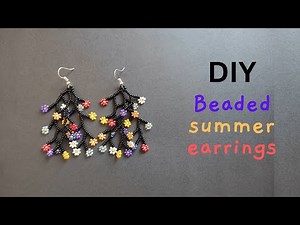DIY flower earrings tutorial, seed bead flower earrings tutorial step by step