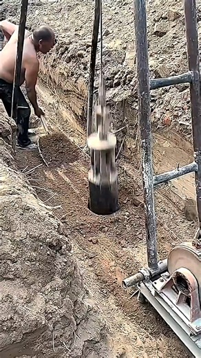 Hardworking Laborer Digging Deep as a Massive Bore Drills into the Earth#ConstructionWork #Inspiring