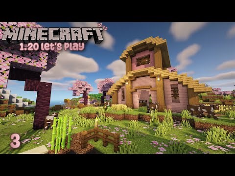 A Cute Pink Barn in the Cherry Grove 🐄🌸 | 1.20 Minecraft Let's Play | Ep 3