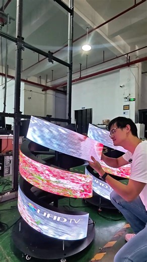1.9K views · 12 reactions | flexible led screen display #flexible #bar #leddisplay #billboard #party #resolution #design #panel #electronic #light #ledbillboard #stage #screen #ledtv #ledwall #ledsign #display #wall #ledscreen #sign #pantallaLED #led | Led Screen Display Factory | Facebook