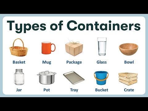 Types of Containers | Learning Name of Containers in English with Pronunciations and Pictures