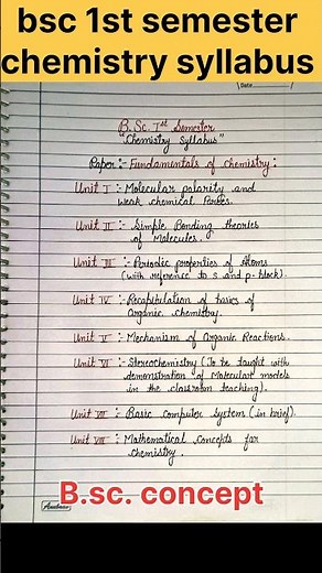 bsc 1st semester chemistry syllabus| fundamentals of chemistry⚗️|#bsc #syllabus #shorts🔥