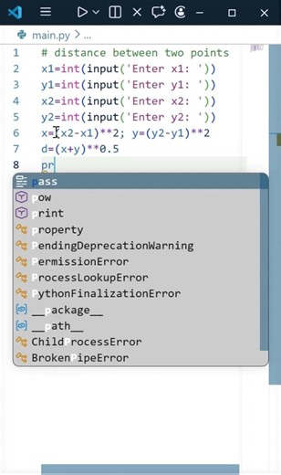 find the distance between two points on a plane with coordinates #python #programming
