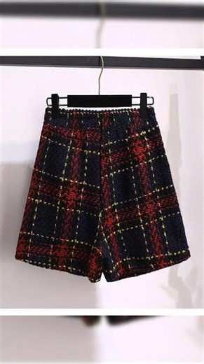 Red Plaid Tweed Skirt Suit