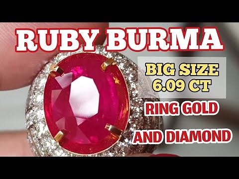 Natural Ruby Burma pigeon blood big size 6.09ct Ring gold diamond vivid red batu ruby myanmar TOP