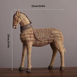 Cheval - 1 pc - Cheval Résine Statue Rotin Tissage Motif Girafe Simulation Animal Art Décoration Étude Meuble Tv Cave À Vin Sculpture Artisanat | Rakuten