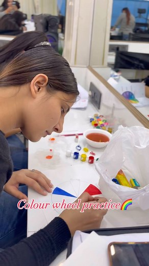 ✨Dive into the world of COLOR WHEEL THEORY! Whether you’re a student learning about color combinations or a makeup artist creating stunning looks, understanding the power of colors is key. 🌟 Design with intention, capture hearts and communicate your brand identity through harmonious visuals. So take a look at student COLOR WHEEL THEORY Practice by get in touch with us: Call/ Whats App Number: ☎ 8130520472 Website:www.meribindiya.com Noida Branch Address: Shop No – 1, 2nd & 3rd Floor, Sunehri Ma