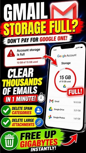 Stop Paying for Google One! Free Up Gmail Storage in 60 Seconds! 🤯