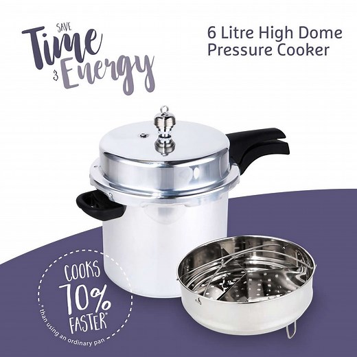 Iconic High Dome Aluminium Pressure Cooker - 6 Litre