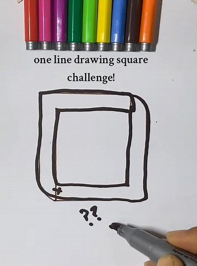 one line drawing square challenge! #DrawingChallenge #SketchChalleng #PencilArt #PencilDrawChallenge | Daily Haha