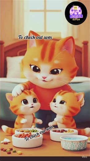 Mom Cat Teaches Healthy Food & Fresh Water 🐱❤️ | Kitten Care##zainab ki duniya
