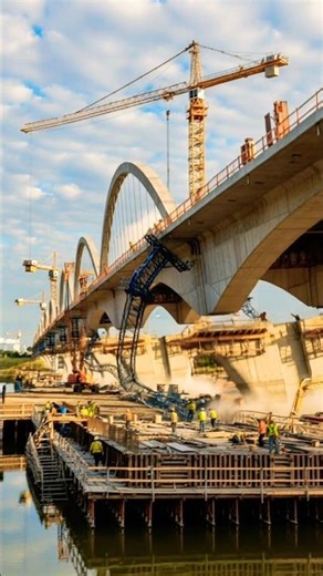 TOTAL DESTRUCTION: The Massive Arch Bridge Collapse! 🏗️🌊#shorts #bridgecollapse #construction