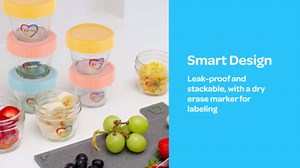 EVLA'S 4 oz. Glass Baby Food Containers (12-Pack) EV-FS-18HW