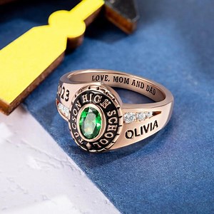 Graduation Class Ring With Customized Engravings   Birthstone, 2025 Custom Class Ring With Name   School Engravings, College Graduation - Etsy