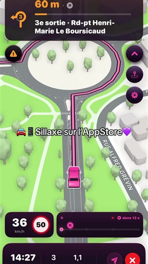 Sillaxe GPS est disponible depuis 5 jours sur l’AppStore, des nouveautés arrivent très vite 📱🚘💜#Sillaxe #GPS #waze #AppStore #fyp