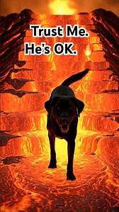 Labrador on Molten Lava Stairs 🔥🐶 #asmr $#ai #dog