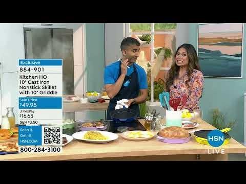 Kitchen HQ 2pc 10" Ceramic Nonstick Cast Iron Skillet w/...