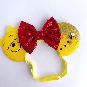 Pooh Bear Ears, Pooh Honey Mickey Ears, Toddler Mickey Ears, Baby Mouse Ears, Minnie Ears, Mouse Ears With Elastic Headband, Mickey Ears - Etsy