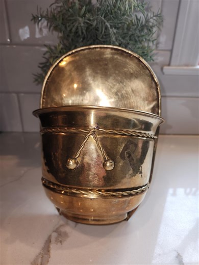 Vintage Brass Wall Pocket Planter