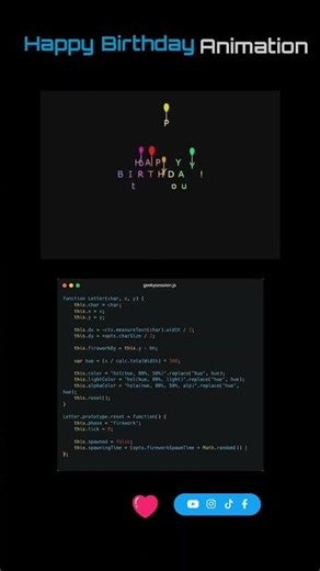 Happy Birthday Fireworks Animation #JavaScript #WebDev #html #css #webdevelopment #webdesign