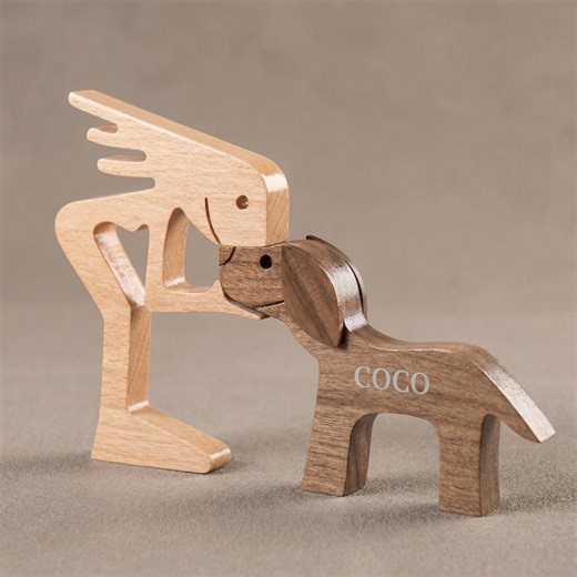 Personalized Wooden Dog Sculpture – Custom Pet Name, Minimalist Design - Etsy