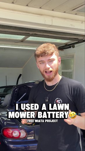 Miata lawn mower battery hack: start a dead Miata for $55
