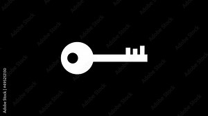 White picture of key on a black background. key to unlock old locks. Distortion liquid style transition icon for your project. 4K video animation for motion graphics and compositing. Stock Video