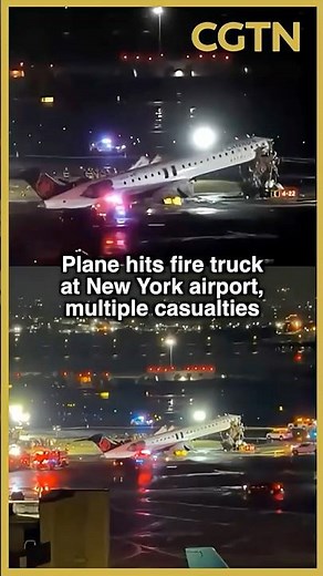 Plane hits fire truck at New York airport, multiple casualties