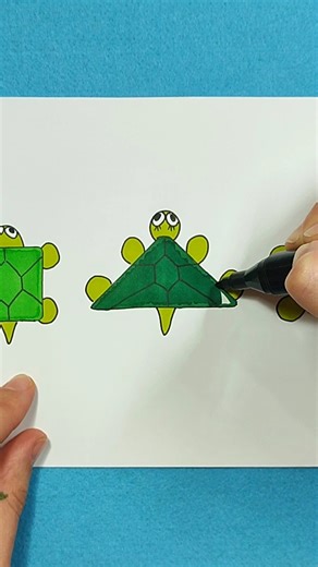 Can you draw turtles from a triangle, circle or square?⭕🔺⏹️ Watch, then try!🐢✏️ #drawing #tutorial