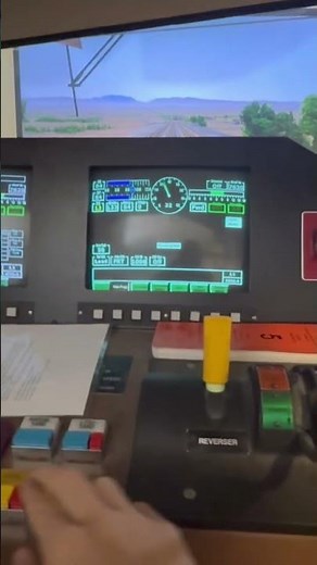 Me driving a intermodal on the needles sub at barstow station on their 20 year old simulator