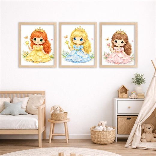 Princess Poster Set of 3 - Digital Download - Princess Picture for Girls' Room, Instant Printable Art A4 A3 - Etsy
