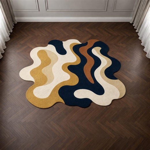 Handcrafted Luxury Abstract Wave Rug, Neutral Tones, Elegant Modern Bedroom Living Room Statement Piece - Etsy