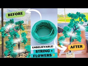 AMAZING DIY! Raffia Plastic String ➜ Beautiful Flower Tree 🌸 | Trash to Treasure Craft