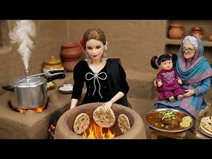 Miniature doll Cooking Beef Nehari and Tandoori Naan|Miniature doll cooking ASMR
