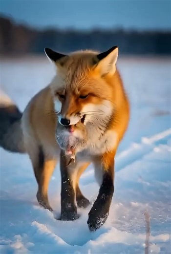 Red Fox Mousetrap Pounce in Snow