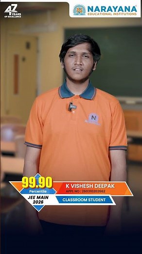 K. Vishesh Secures 99.90 Percentile | JEE Main 2026 Success Story