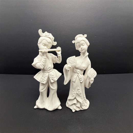 Vintage Japanese Geisha Figurines, Bisque Porcelain Oriental Decor, Set of 2 - Etsy
