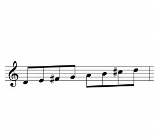 Escala de re mayor. En el pentagrama y el piano - Comamusical