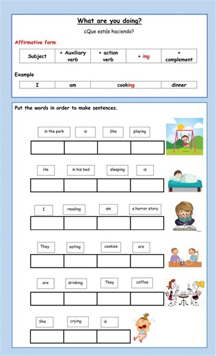 What are you doing? worksheet for Grade 3