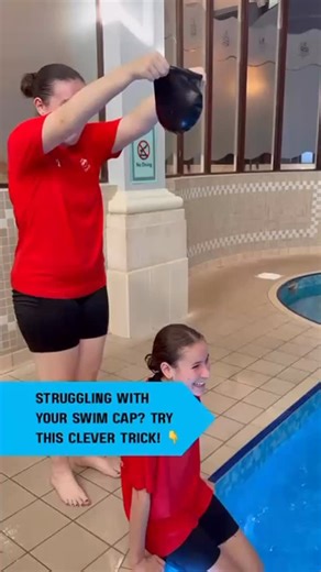 Tired of battling your swim cap before every session? Here’s a quick and easy hack that can save you time and frustration! Simply fill your swim cap with water, position it over your head, and let gravity help it slide on. It creates a suction effect that makes application a breeze. Give it a try next time you’re at the pool! Tag a friend who needs this! 🏊‍♀️✨ #SwimTips #Swimming #PoolHacks #LearnToSwim #SwimCoach #WaterSports #EasyLife #EMSABreadsallPriory | EMSA Breadsall Priory/Woodlands