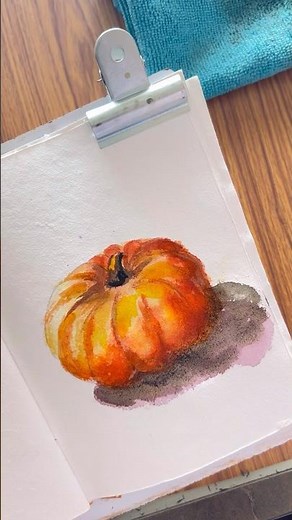 🎃 Easy Watercolor Pumpkin Tutorial | Step-by-Step for Beginners #artshorts #tutorial