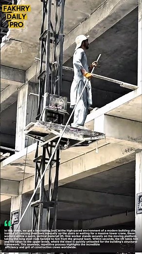 Riding the Material Hoist: How These Workers Move Steel Bars Instantly!
