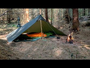 Forest Wild Camping - Using the Solitary Ultralight Cape Shelter and a Wood Stove