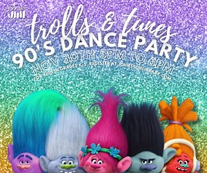 It's a Troll-tastic dance party that will make you say "bye, bye, bye" to boredom! Register at https://johnston.librarycalendar.com/event/trolls-tunes- 90s-dance-party-6298 | Johnston Public Library