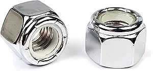 Chrome Nylon Insert Lock Nuts Nylock USA Made - Select Size #10-24 through 5/8"-18 QTY 10