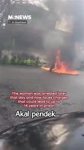 53K views · 230 reactions | The woman has been arrested and faces up to 14 years in prison. Read more here: https://mustsharenews.com/motorcycle-on-fire/ | Mustsharenews.com | Facebook