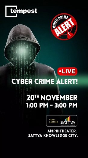 🚨 Cyber fraud is real—and rising. This 20th, we’re taking our Cyber Fraud Awareness Campaign to Sattva Knowledge City. Be informed. Be prepared. Be cyber-safe. Let’s build a future where every click is safe. YT live: https://www.youtube.com/live/DAUgPDMAgEE?si=KEhhvdd1aEQvylkn #StopScams #ThinkBeforeYouClick #TempestCSR #CyberSecurityDay #TempestAdvertising #CSR | Tempest Advertising