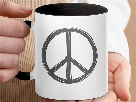 Distressed Peace Sign Mug, Hippie Style Coffee Cup, Vintage Harmony Tea Mug - Etsy