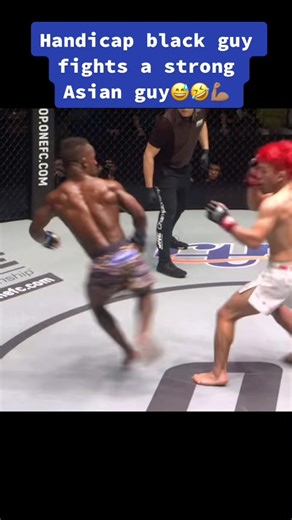 Intense Fight Between Handicap Black and Strong Asian Guy